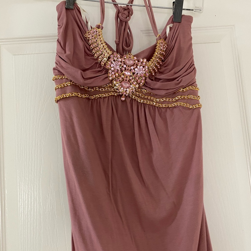 Sky strapless pink top with jewelled neckline